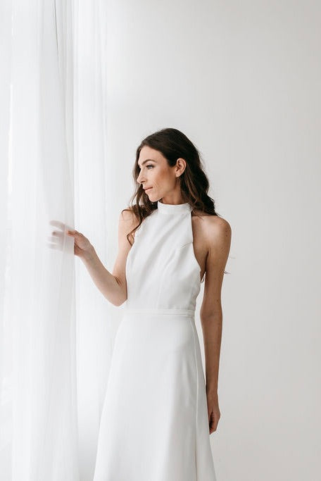 minimal and modern crepe wedding dress
